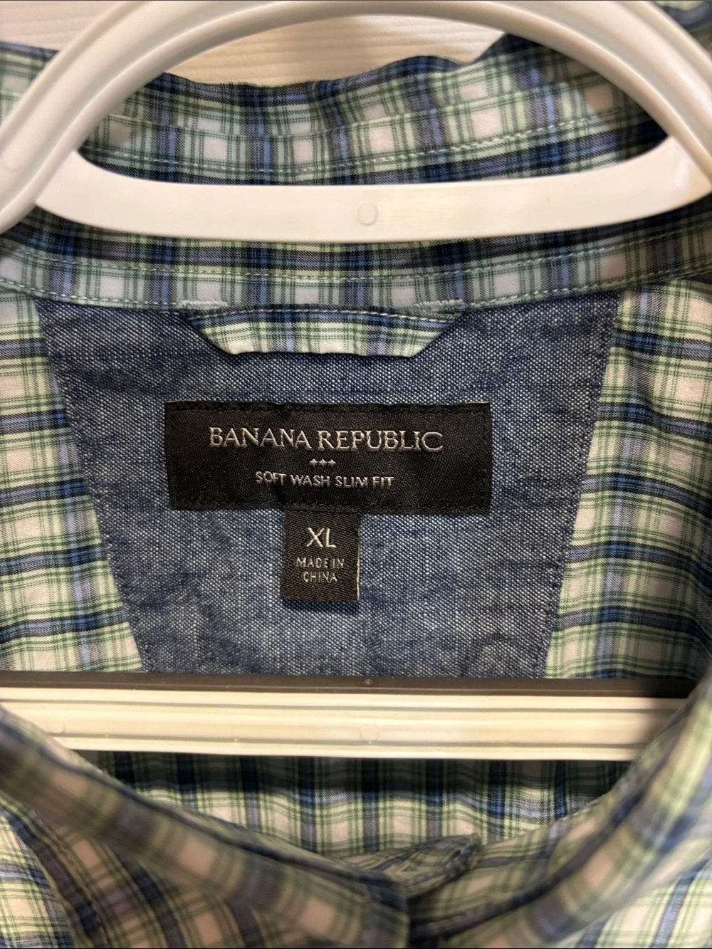 Banana Republic Blue and White Plaid Button-Down Shirt